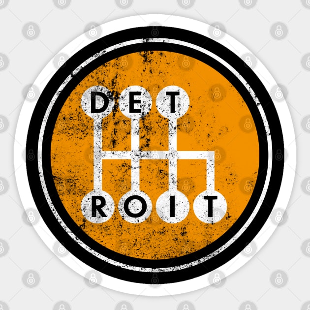 Detroit Gear Shift Design Sticker by funkymonkeytees